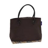 Luxury BurberrySs Nova Check Blue Label Hand Bag Canvas Brown Auth ti1776
