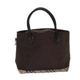 Luxury BurberrySs Nova Check Blue Label Hand Bag Canvas Brown Auth ti1776