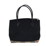 Luxury BurberrySs Nova Check Blue Label Hand Bag Canvas Black Auth ti1780
