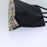 Luxury BurberrySs Nova Check Blue Label Hand Bag Canvas Black Auth ti1780