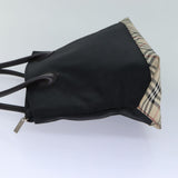 Luxury BurberrySs Nova Check Blue Label Hand Bag Canvas Black Auth ti1780