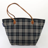 Luxury Burberry s Nova Check Blue Label Hand Bag Canvas 2Set Navy Auth ti1802
