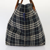 Luxury Burberry s Nova Check Blue Label Hand Bag Canvas 2Set Navy Auth ti1802