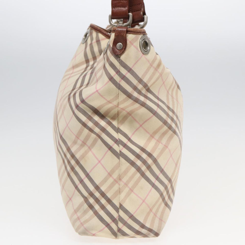Luxury Burberry Nova Check Tote Bag Nylon Beige Pink Auth ti1804
