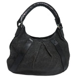 Luxury Burberry Studs Shoulder Bag Leather Black Auth ti1805