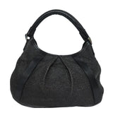 Luxury Burberry Studs Shoulder Bag Leather Black Auth ti1805
