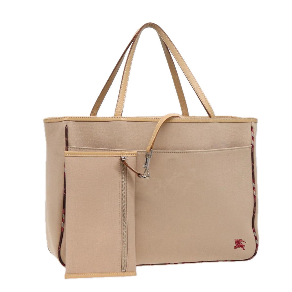 Luxury Burberry Nova Check Tote Bag Canvas Beige Auth ti1812