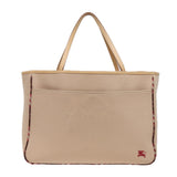 Luxury Burberry Nova Check Tote Bag Canvas Beige Auth ti1812