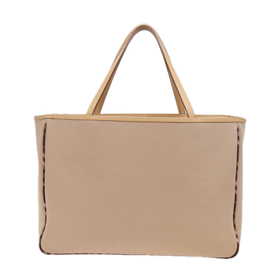 Luxury Burberry Nova Check Tote Bag Canvas Beige Auth ti1812