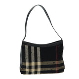 Luxury Burberry Nova Check Shoulder Bag Canvas Black Auth ti1818