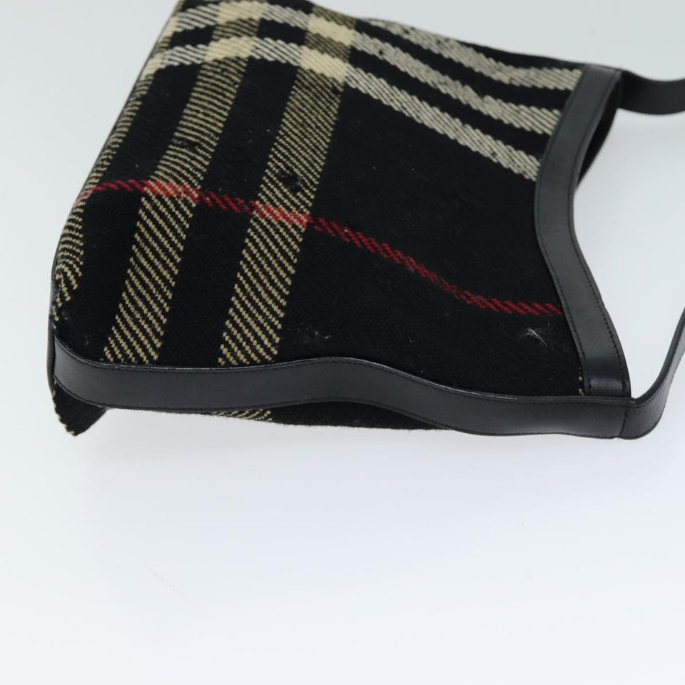 Luxury Burberry Nova Check Shoulder Bag Canvas Black Auth ti1818