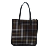 Luxury BurberrySs Nova Check Blue Label Tote Bag Nylon Leather Brown Black Auth ti1822