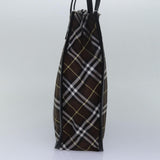 Luxury BurberrySs Nova Check Blue Label Tote Bag Nylon Leather Brown Black Auth ti1822
