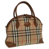 Luxury BurberrySs Nova Check Hand Bag Canvas Beige Auth ti1856
