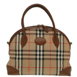Luxury BurberrySs Nova Check Hand Bag Canvas Beige Auth ti1856