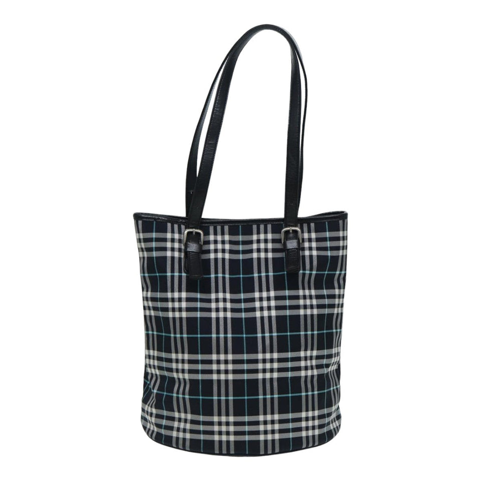 Luxury BurberrySs Nova Check Blue Label Shoulder Bag Nylon Navy Auth ti1890