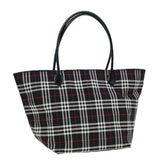 Luxury BurberrySs Blue Label Tote Bag Nylon Black Silver Auth ti1960