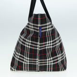 Luxury BurberrySs Blue Label Tote Bag Nylon Black Silver Auth ti1960