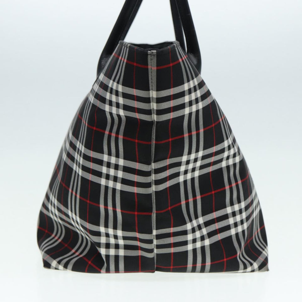 Luxury BurberrySs Blue Label Tote Bag Nylon Black Silver Auth ti1960