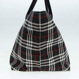 Luxury BurberrySs Blue Label Tote Bag Nylon Black Silver Auth ti1960