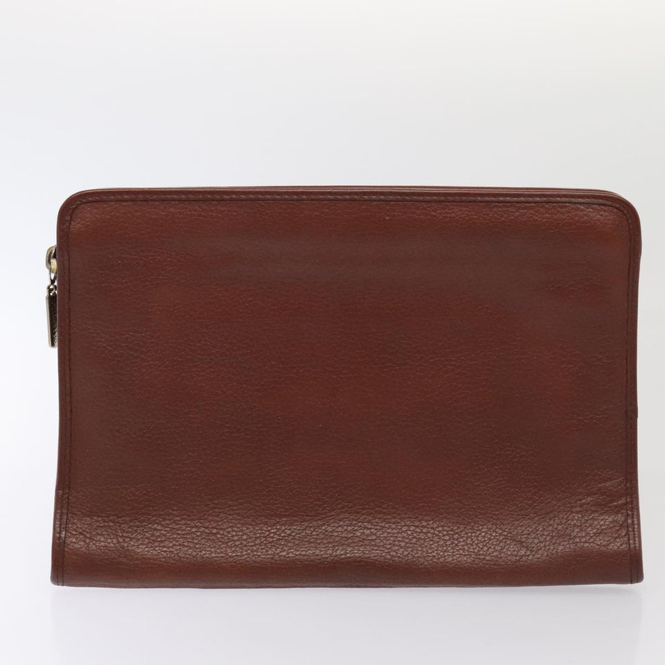 Luxury BurberrySs Clutch Bag Leather 2Set Brown Auth ti1987