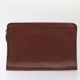 Luxury BurberrySs Clutch Bag Leather 2Set Brown Auth ti1987