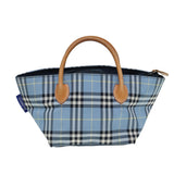 Luxury BurberrySs Nova Check Blue Label Hand Bag Nylon Blue Auth ti1991