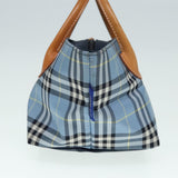 Luxury BurberrySs Nova Check Blue Label Hand Bag Nylon Blue Auth ti1991