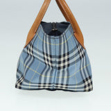 Luxury BurberrySs Nova Check Blue Label Hand Bag Nylon Blue Auth ti1991