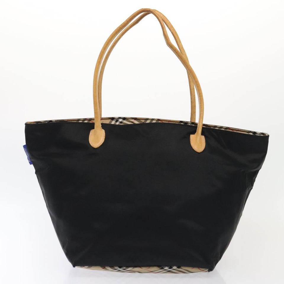 Luxury BurberrySs Nova Check Hand Bag Canvas 2Set Beige Black Auth ti1995