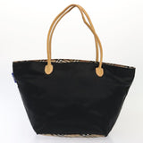 Luxury BurberrySs Nova Check Hand Bag Canvas 2Set Beige Black Auth ti1995