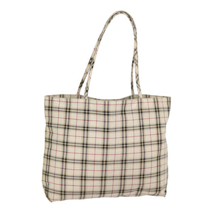Luxury Burberry Nova Check Tote Bag Canvas Beige Auth ti2000
