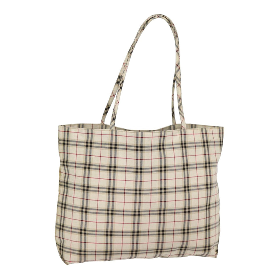 Luxury Burberry Nova Check Tote Bag Canvas Beige Auth ti2000