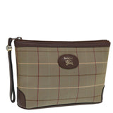 Luxury BurberrySs Nova Check Clutch Bag Canvas Beige Auth ti2016