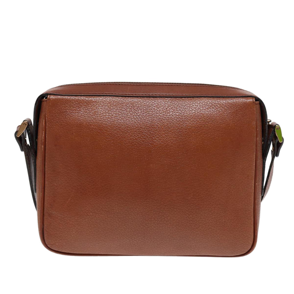 Luxury BurberrySs Shoulder Bag Leather Brown Gold Auth ti2030