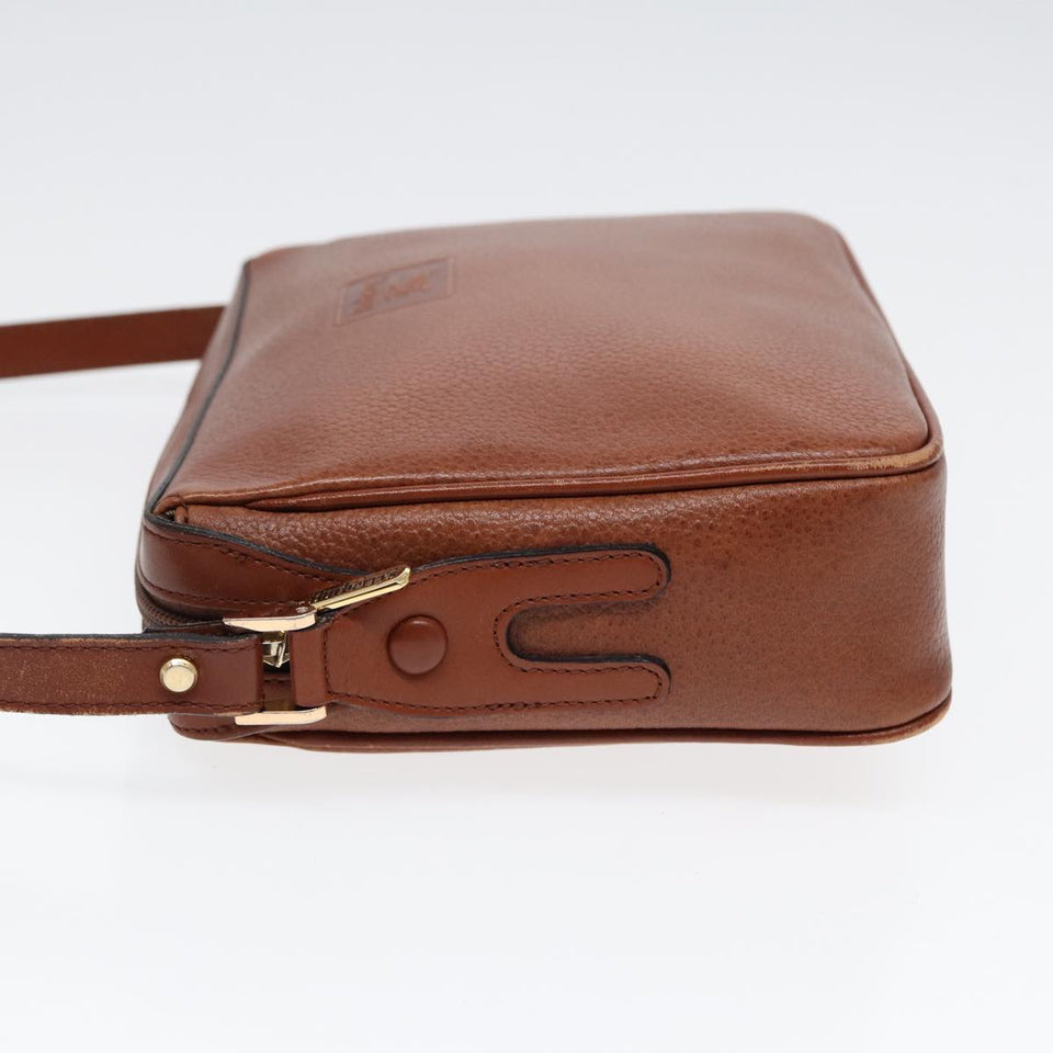 Luxury BurberrySs Shoulder Bag Leather Brown Gold Auth ti2030