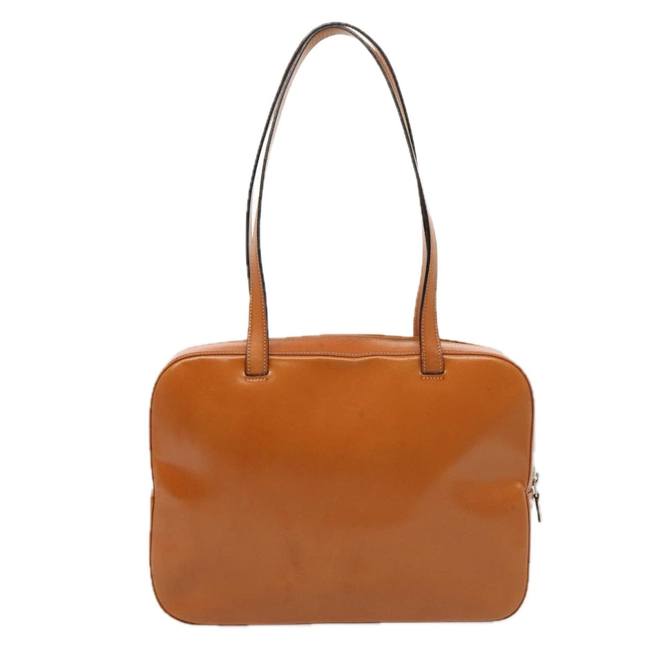 Luxury Burberry Shoulder Bag Leather Brown Silver Auth ti2043