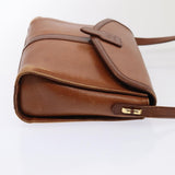 Luxury BurberrySs Shoulder Bag Leather Brown Gold Auth ti2045