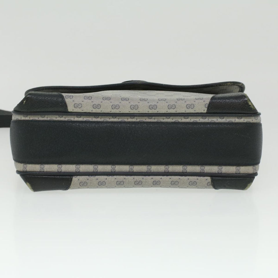 Gucci Micro GG Canvas Shoulder Bag PVC Leather Navy ti884