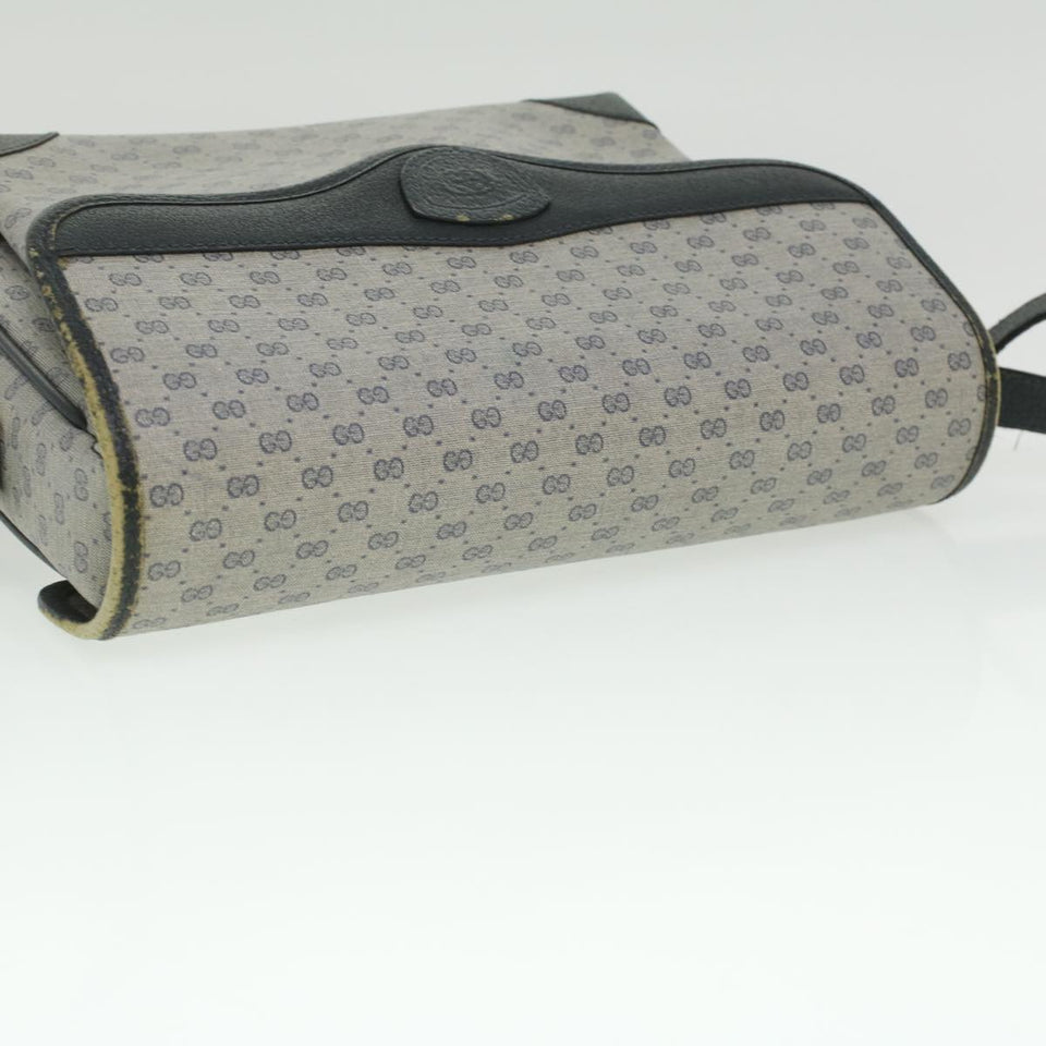 Gucci Micro GG Canvas Shoulder Bag PVC Leather Navy ti884