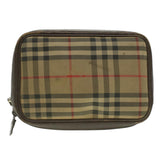 Luxury BurberrySs Nova Check Clutch Bag Nylon Beige Auth ti943