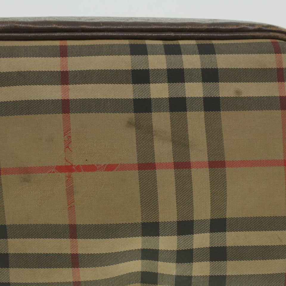 Luxury BurberrySs Nova Check Clutch Bag Nylon Beige Auth ti943