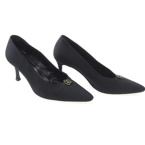 Chanel Satin Camellia Heels Black Size 38