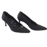 Chanel Satin Camellia Heels Black Size 38