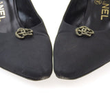 Chanel Satin Camellia Heels Black Size 38