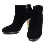 Chanel Suede Short Boots Black Logo 38C