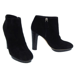 Chanel Suede Short Boots Black Logo 38C