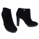 Chanel Suede Short Boots Black Logo 38C