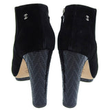 Chanel Suede Short Boots Black Logo 38C