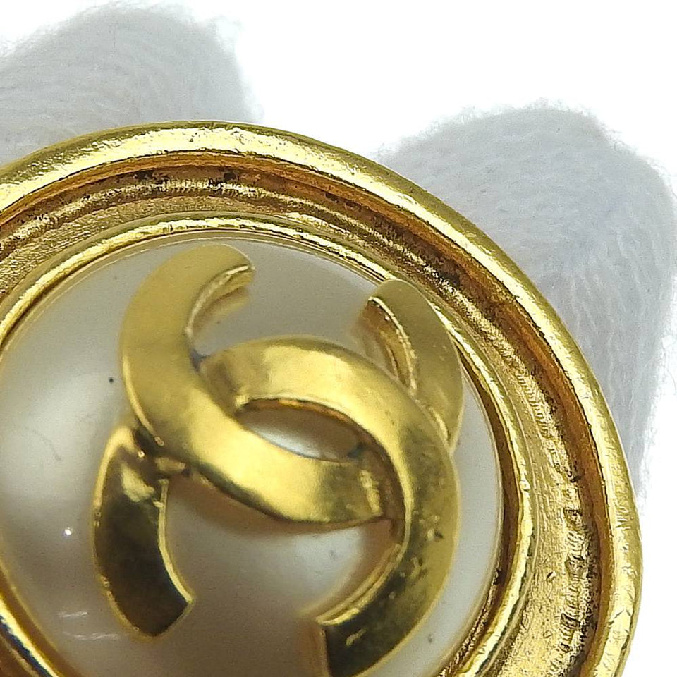Chanel Coco Mark Earrings Imitation Pearl Vintage